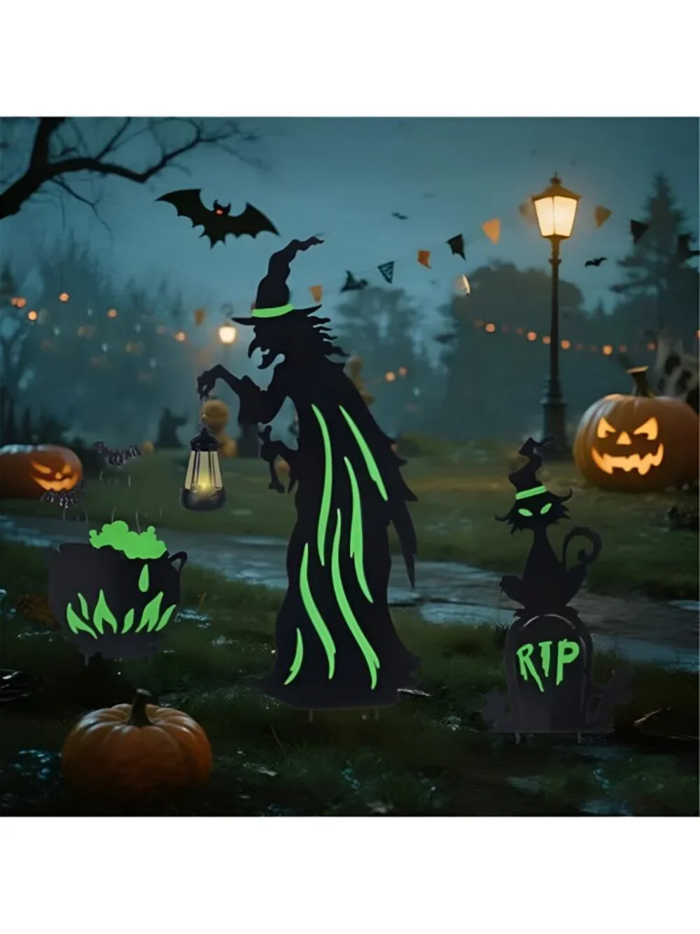 Halloween Decorations Outdoor 3 Pack Metal Witch Yard Stakes